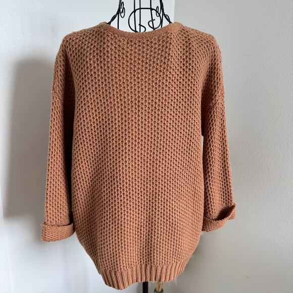 Mustard Seed Fringe Knit Pullover Sweater Cuffed 3/4 Sleeve NEW Small Latte - Picture 3 of 8